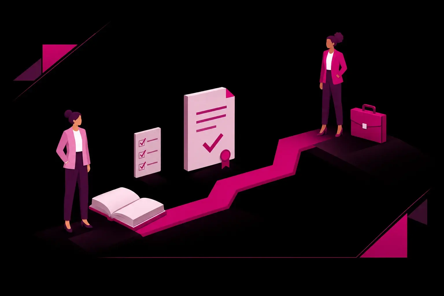 Career Progression Journey With Geometric Magenta Pathway-1