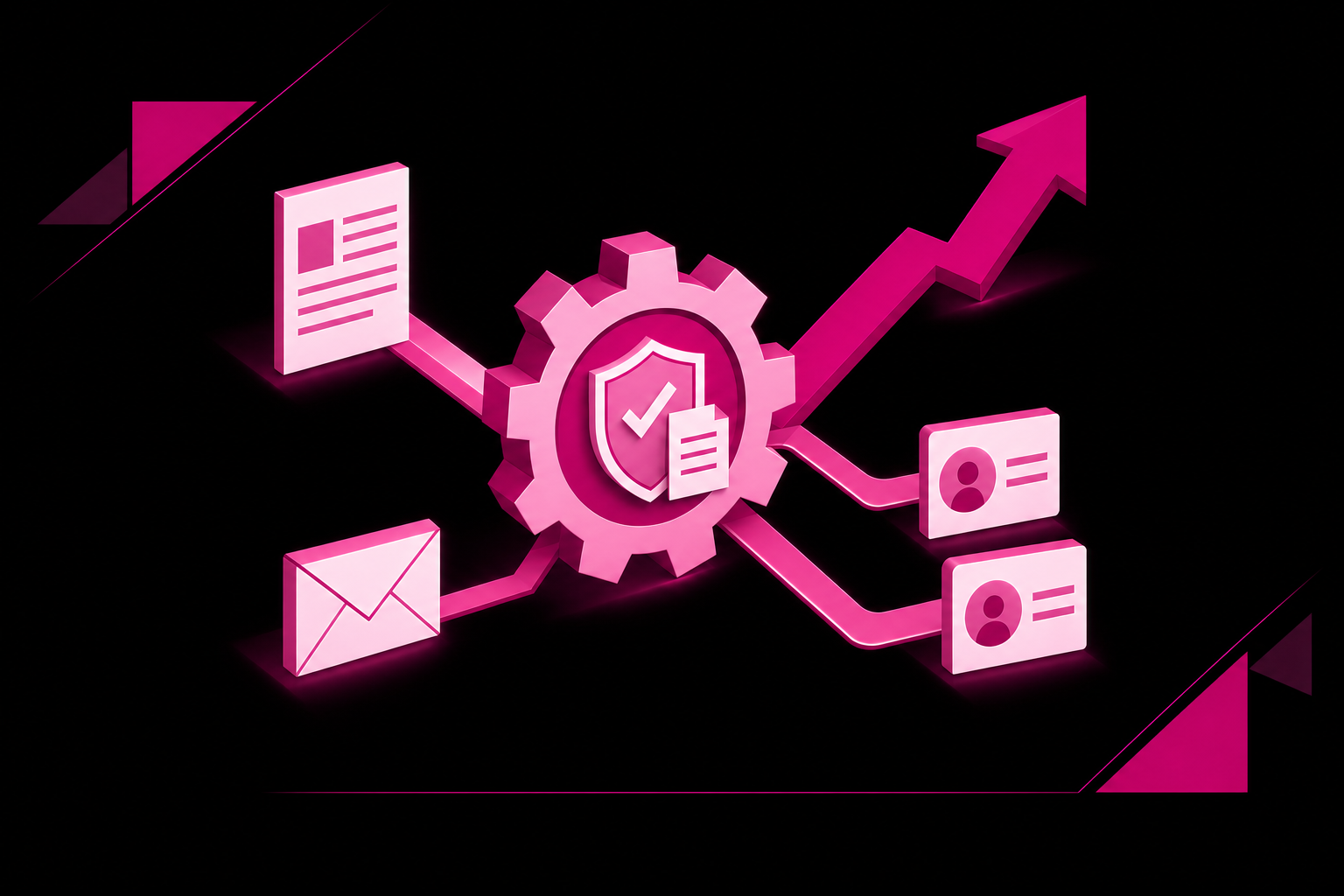 Geometric Payroll Engine With Shield On Black