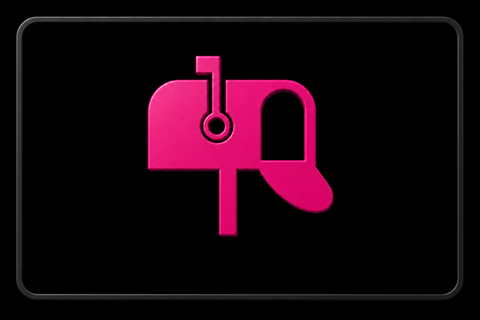 Magenta 3D mailbox in a charcoal frame on black